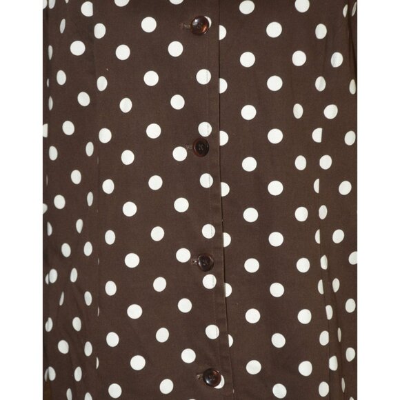 Liz Baker Ladies XL Brown Polka Dot Button Up Dress Jacket Coat Pockets Cotton - Picture 3 of 8